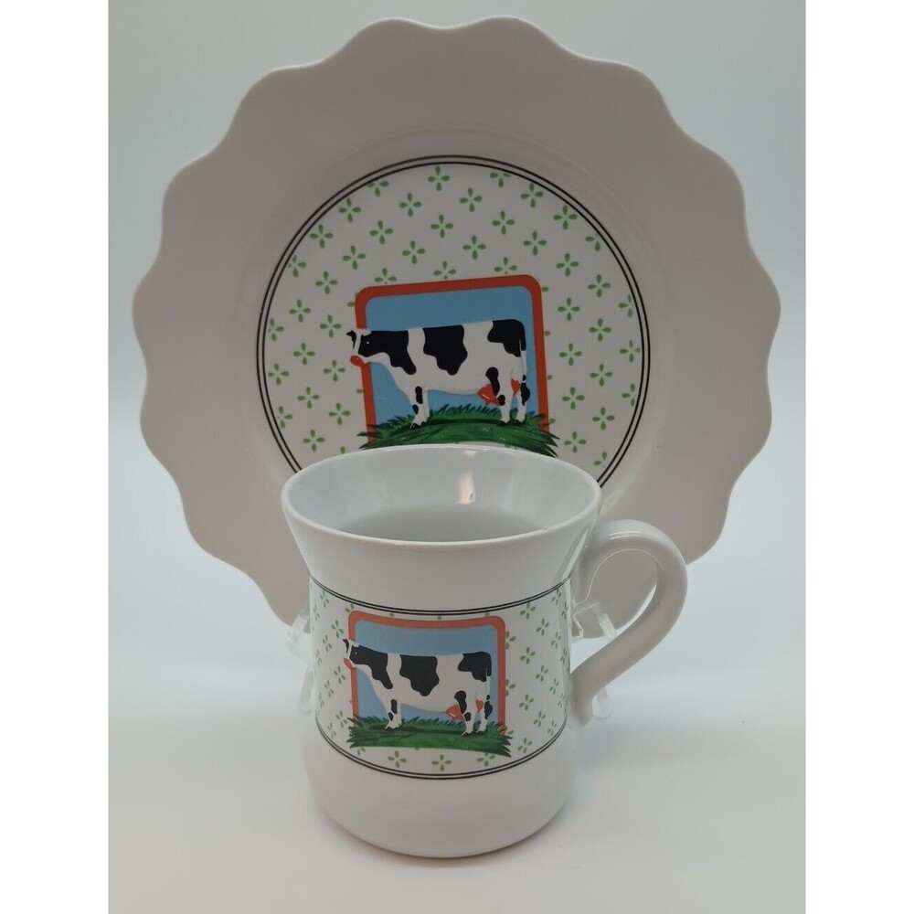 Vintage Vandor Collection Pelzman Designs Cow Plate And Mug Barnyard